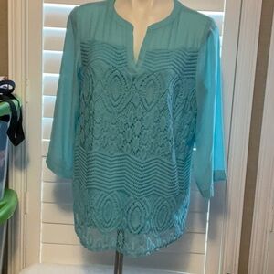 Blue Embellished Tunic with Mandarin Collar